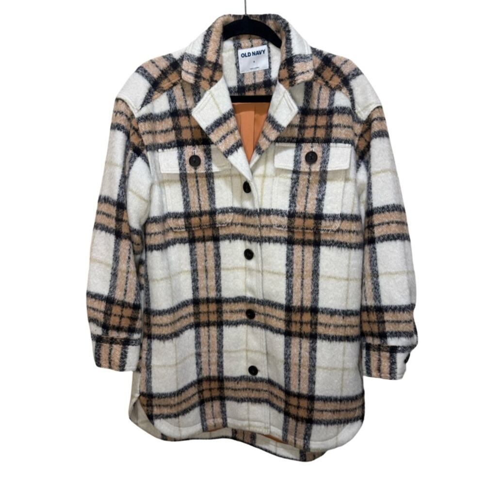 Old Navy Printed Flannel Long Utility Shacket for Women - S